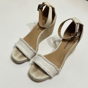 Lucky Brand Menika 2 Espadrille‎ Wedge Sandals Women 7 Ankle Strap Boho Chic